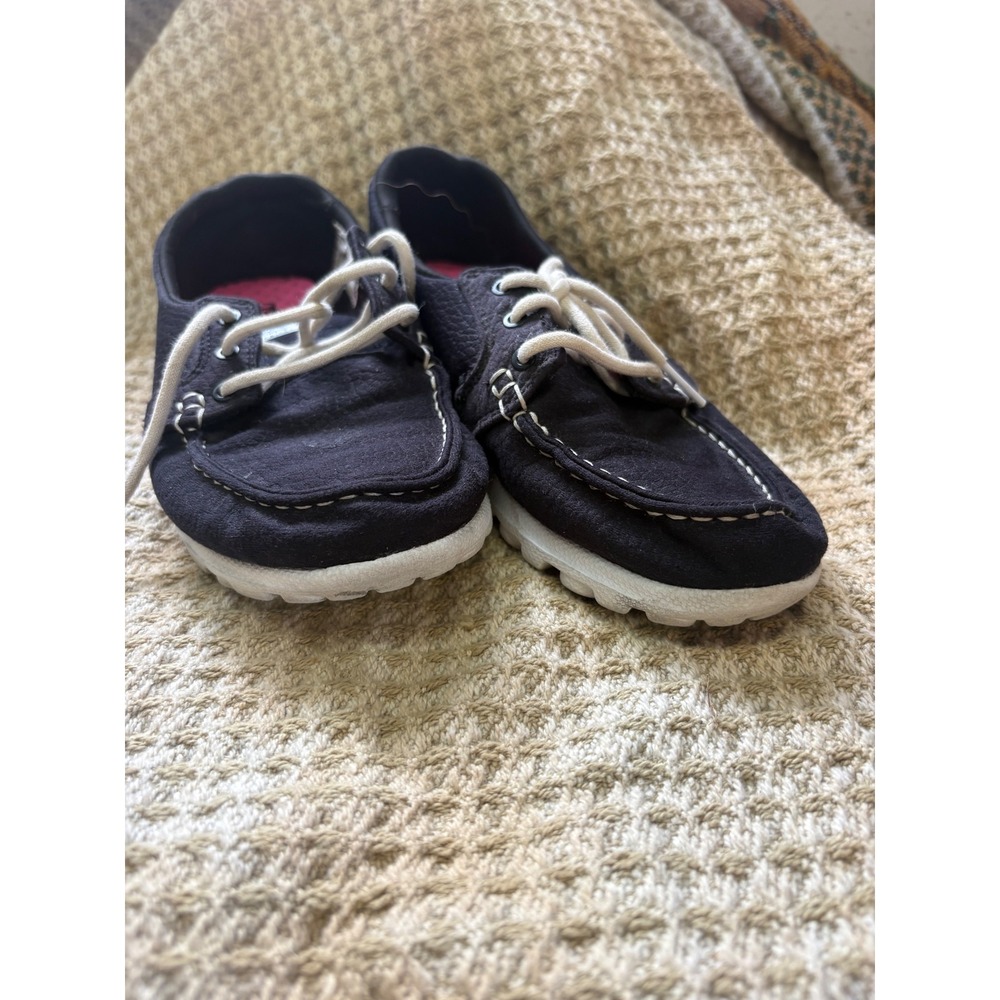 Skechers GoStep Lite Black Boat Shoes 13780 Womens Size 7 Goga Mat Casual